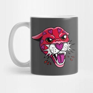 American Traditional Panther Tattoo - Pink and Purple with sparkles and glitter cute gift Mug